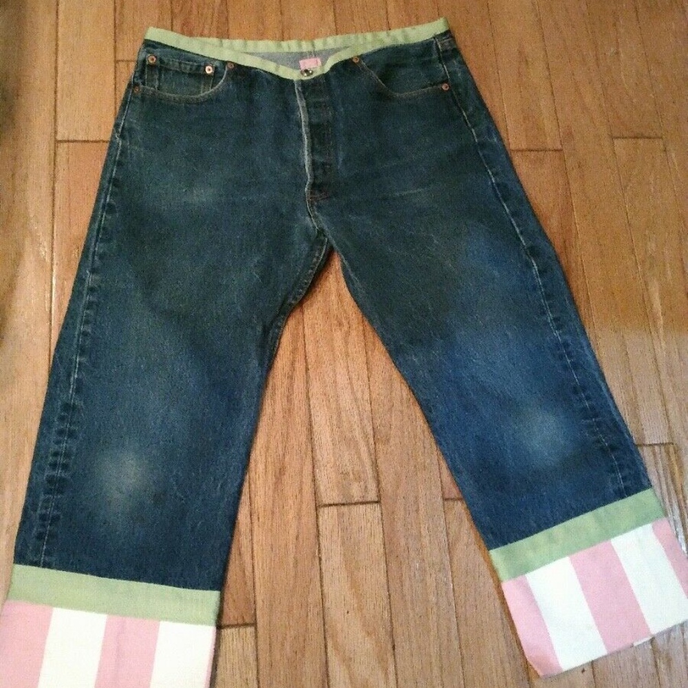 MOLLY B Size XL LEVI'S Custom Jeans with 3 Button Swarovski Crystal Button Fly